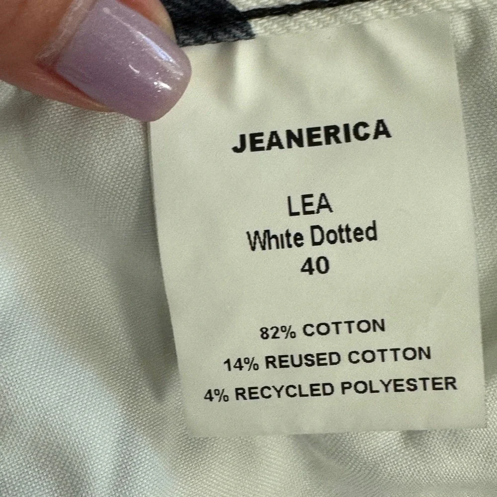 Jeanerica Lea White Dotted Denim Polka Dot Mini Skirt Size 6-8 US/40 EU‎